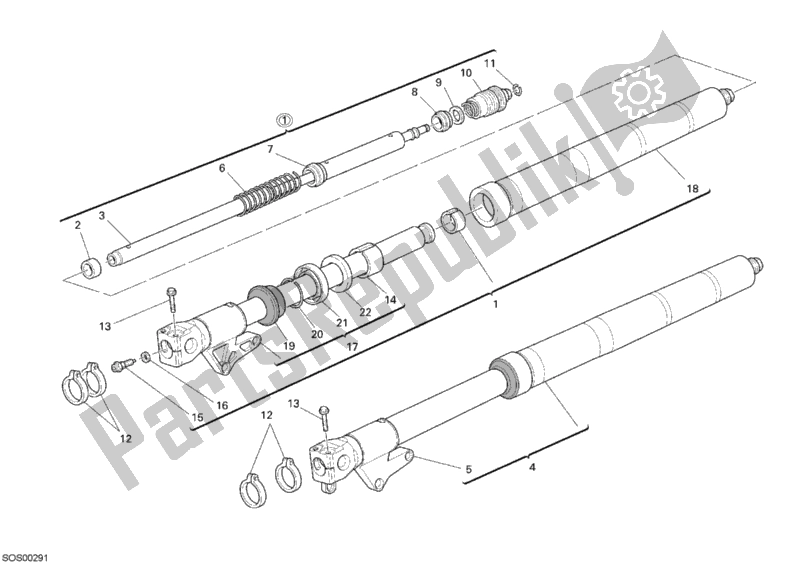 Toutes les pièces pour le Fourche Avant du Ducati Sport ST3 S ABS USA 1000 2007